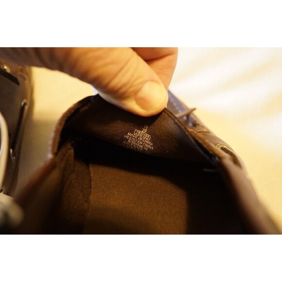 OLD NAVY MEN'S BOAT DRESS SHOES DARK BROWN LACE UP FAUX LEATHER SIZE 11 MEMORY F - Picture 4 of 8